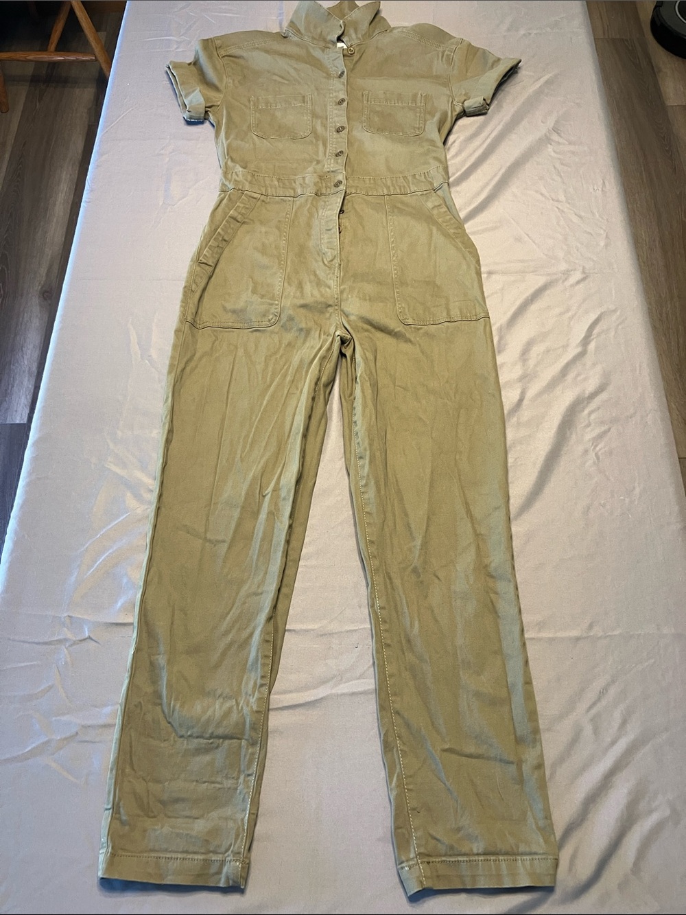 Celebrity Pink Olive Green Short-Sleeve Utility Jumpsuit